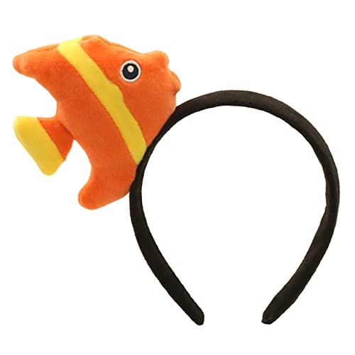 Qaonsciug Cartoon-3D-Fisch-Stirnband, Plüsch-Haarbänder, Party-Haarschmuck, Familienaktivitäten, Kopfbedeckung, schöner Kopfschmuck für Kinder und Erwachsene von Qaonsciug