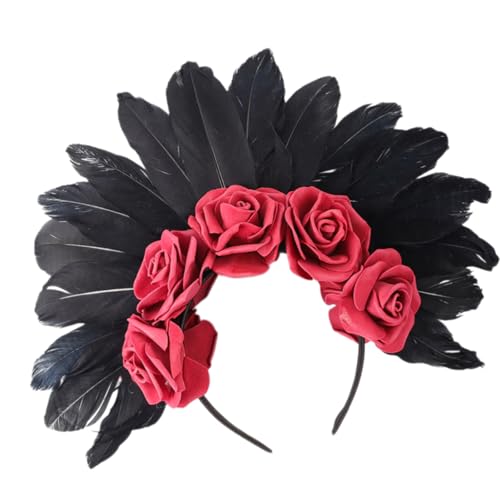 Qaonsciug Einzigartige Halloween Feder Und Blumenhaar Accessoire Stirnband Haardekoration Für Themenpartys Und Rollenspieleereignisse von Qaonsciug