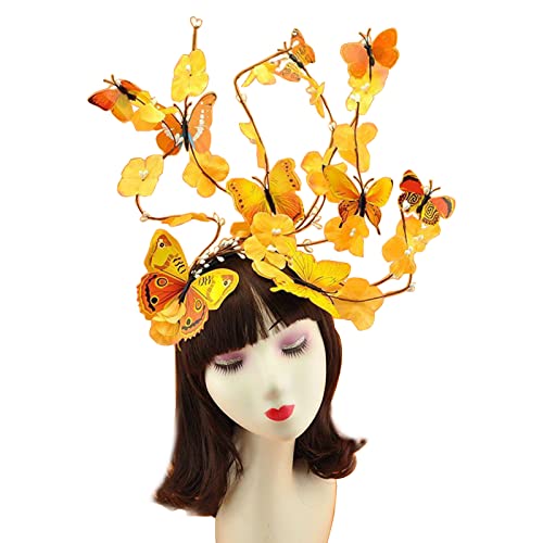 Qaonsciug Fascinator mit Schmetterlingen und Schmetterlingen, Stirnband, Krone, Party-Kopfschmuck, Halloween-Kostüm, Cosplay-Zubehör von Qaonsciug