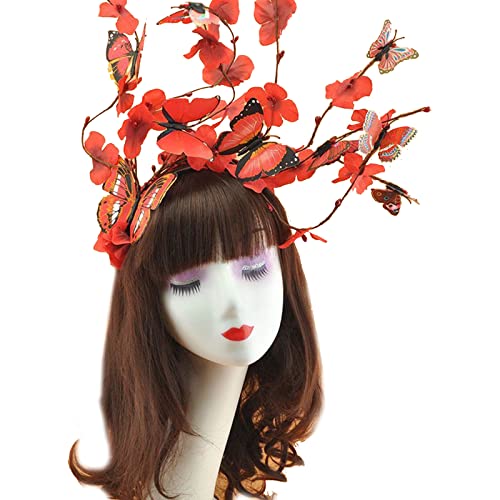 Qaonsciug Fascinator mit Schmetterlingen und Schmetterlingen, Stirnband, Krone, Party-Kopfschmuck, Halloween-Kostüm, Cosplay-Zubehör von Qaonsciug