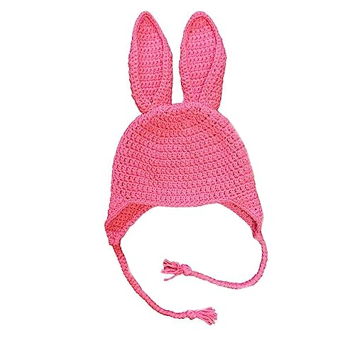 Qaonsciug Frauen Strickhut Winter Wollgarnkappe Kaninchen Ohrschädelschädel Cosplay Party Für Teenager Erwachsener Kopfschmuck von Qaonsciug