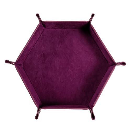 Qaonsciug Hexagon Würfel Klapptablett PU Leder Samthalter Tragbare Klappwürfel Rolltablett Tischspielteil von Qaonsciug