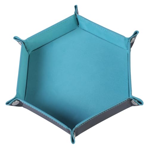 Qaonsciug Hexagon Würfel Klapptablett PU Leder Samthalter Tragbare Klappwürfel Rolltablett Tischspielteil von Qaonsciug