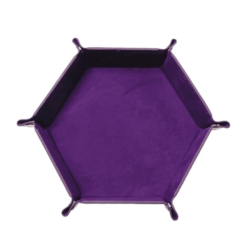 Qaonsciug Hexagon Würfel Klapptablett PU Leder Samthalter Tragbare Klappwürfel Rolltablett Tischspielteil von Qaonsciug