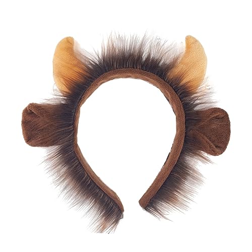 Qaonsciug Plüsch-Haarreif mit Rinderohren, Cartoon-Horn-Stirnband, Cosplay-Kostüm, Halloween-Party, schöner Kopfschmuck für Kinder, lustiger Kopfschmuck von Qaonsciug