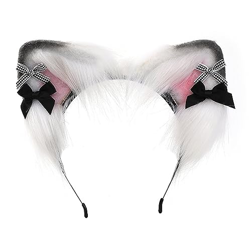 Qaonsciug Punk Style Anime HairPlush Ears Headband Cosplay Costume Halloween Party Headdress Women Anime Expo Headwear von Qaonsciug