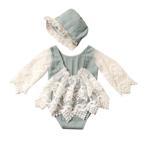 Qaonsciug Säugling Fotografie Outfit Rüschen Spitze Overall Kleid Fotostudio Requisiten Anzug Baby Foto Kostüm Neugeborenen Dusche Geschenk von Qaonsciug