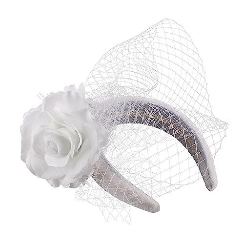 Qaonsciug Vintage Fascinator Stirnband Exquisite Rose für Party Hochzeit Kostüm Pillbox Hut Dame Kopfbedeckung für Beerdigung/Hochzeit von Qaonsciug