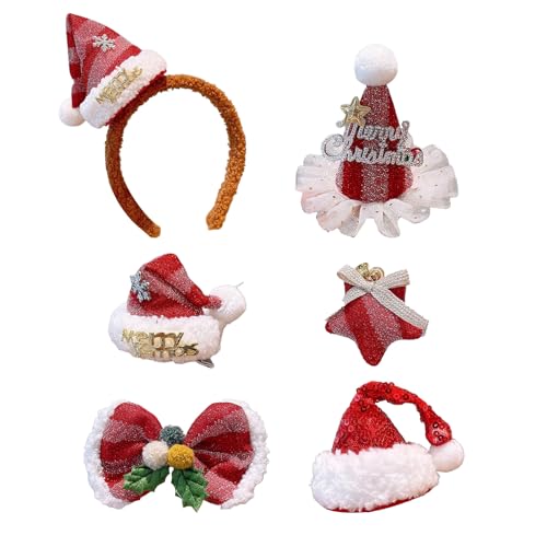 Qaonsciug Weihnachts-Haarspange, Weihnachtsmannmütze, Haarreif für Damen und Mädchen, Schleife, Haarnadel, Cosplay, Kopfbedeckung für Kinder, Party, Urlaub, Party-Dekoration von Qaonsciug