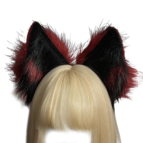 Qaonsciug Wolf Ohr Stirnband Schwanz Mädchen Cosplay Zubehör Ohren Schwarz Pelzanzug Maskerade Halloween Cosplay Party von Qaonsciug