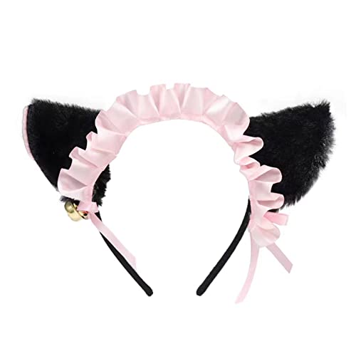 Qaonsciug Zartes Ohr-Stirnband mit kleinen Glocken, plissiert, Spitzenform, Cosplay, Party, Kopfschmuck für Damen und Teenager von Qaonsciug