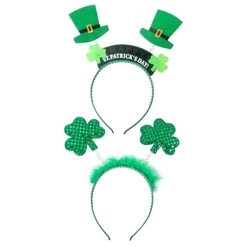 2PCS St. Patrick's Day Zubehör Kleeblatt Stirnband St. Patricks Day Hut Haarreif St. Patricks Day Deko Kostüm Accessoire Kopfbedeckung Irish Party Zubehör von Qaziuy