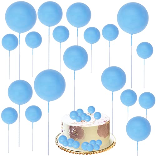 30 Stück Tortendeko Kugeln,Schaumstoffkugeln Torte Blau Ball Kuchen topper Happy Birthday-Torte Mädchen,Mini Kugeln Torte DIY Kuchen Topper für Geburtstag Babyshower Hochzeitstorte Dekor von Qaziuy