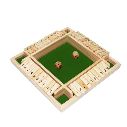 Qcdou Shut The Box Spiel, Brettspiel aus Holz mit 2 Würfel, Würfelspiel für 1–4 Spieler, ab 3 4 5 6 + Jahre Mathematik Lernspielzeug, Traditional Pub Board Würfelspiel, zum Kinder/Erwachsene(Grün) von Qcdou