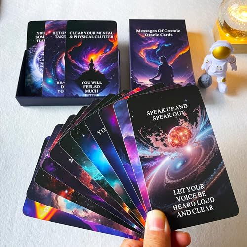 Qcsdckot Höhere Selbstnachrichten, Orakelkartendeck, kosmische Orakelkarten, positive Affirmationskarten, Spirit Oracle Deck helfen Ihnen, Ihr bestes Leben zu schaffen, während Sie auf Ihre Ziele von Qcsdckot