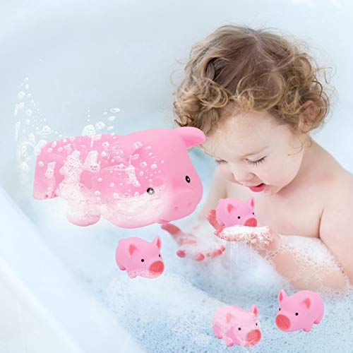 Qcwwy Badespielzeug Spielzeug Badewanne Spielen Wasser Pool Badewanne Tiere Klingendes Spielzeug Für Kleinkinder Baby Badespielzeug 4 Stück Schweinepuppe Schönes Rosa Für Kleinkinder von Qcwwy