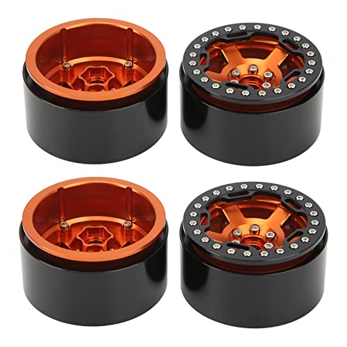 Qcwwy Körperteile Verarbeitung Rc Radnabe Aluminiumlegierung Universal 4 Stück für 1/10 Rc Auto 2,2 Zoll Radnabe CNC (ORANGE) von Qcwwy