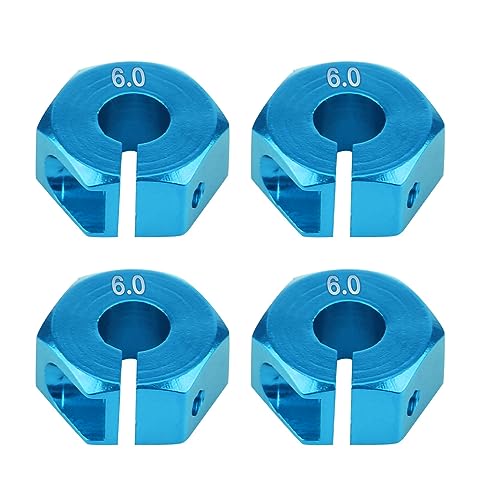 Qcwwy Modellautozubehör, Nabenadapter Radsechskantadapter Aluminiumlegierungsmaterial Offroad-Auto für 1/10 Rc-Sportwagen Hochwertiger Radsechskant (6,0 mm blau) von Qcwwy