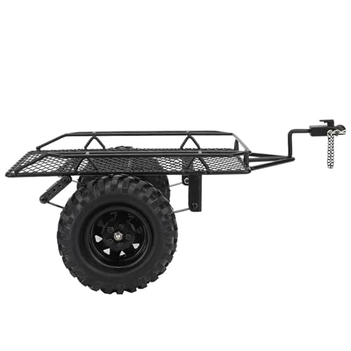 Qcwwy Modellautozubehör Autoanhänger Anhängerteil Rc Car Traile 1/10 DIY Teile Simulation Nachlaufauto Metall Rc Bucket Trailer Für Trx4 D90 Rc Trailer 1/10 Rc (Black) von Qcwwy