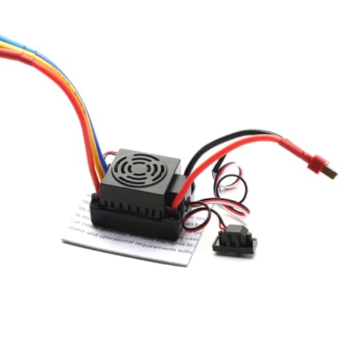 Qcwwy T-Stecker 60A ESC, Bürstenloser ESC mit Kühl Ventilator, Hochleistungs-BEC 1/10 RC-Auto, Unterstützung von 2-3S LiPo, 4-9S NiMh-NiCd-Batterien, für überlegene Drossel Reaktion, von Qcwwy