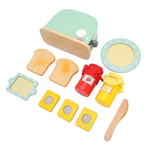 Schulbedarf, Toaster-Spielzeug-Set, Interaktiv, für Frühes Lernen, Toaster, Massivholz, Runde Kanten, Hand-Augen-Koordination, Kindertoaster für Bildung, Rollenspiel, von Qcwwy