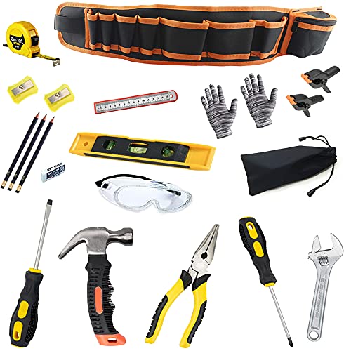 QeeHeng 21 Piece Werkzeug Kinder Echt, Kids Tool Set, with Real Hand Tools, Tool Bag for Kids - Portable Tool Bag Convenient Storage von QeeHeng