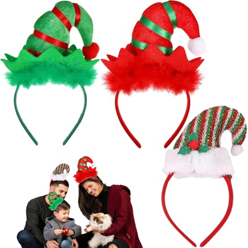 Qeioauek Weihnachts-Haarreifen, Elfenmütze Stirnband, 3 Stück Kopfschmuck, Weihnachtsmütze Haarreif, Weihnachtsaccessoires für Kinder und Erwachsene Qeioauek Weihnachts-Haarreifen, Elfenmütze Stirnband, 3 Stück Kopfschmuck, Weihnachtsmütze Haarreif, Weihnachtsaccessoires für Kinder und Erwachsene von Qeioauek