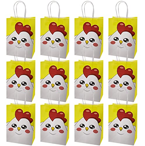 Qemsele Partytüten für Kinder 12 Stück Kindergeburtstag Gastgeschenke Mitgebsel Papier Tüten Tasche Bag Turnbeutel Mädchen Frauen Kindergeburtstag, Geburtstagsfeier (Huhn) von Qemsele