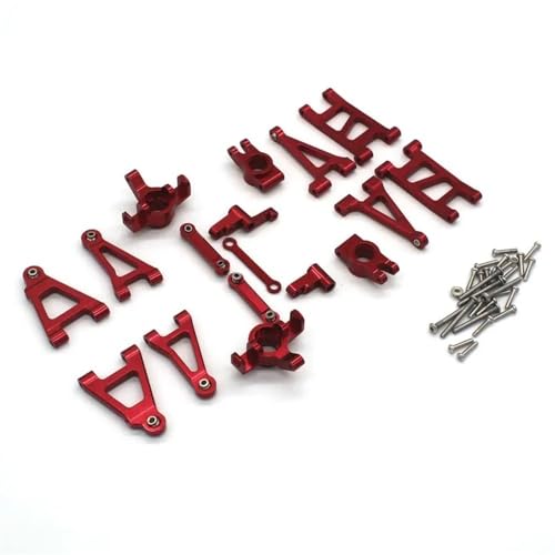 Qemue 1/14 Metall-Upgrades Schwingarm-Set-Teile, kompatibel mit Hyper Go RC Auto-Ersatzzubehör, für MJX 14301 14302 RC Car (Farbe: Rot-02), Einheitsgröße von Qemue