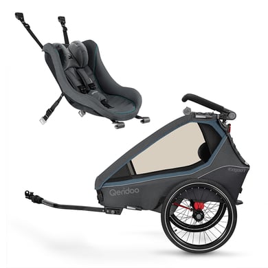 Qeridoo® Kinderfahrradanhänger Kidgoo 1 Navy Blue mit Babyschale dunkelgrau 2023 von Qeridoo