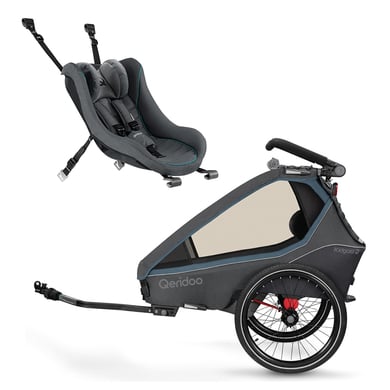 Qeridoo® Kinderfahrradanhänger Kidgoo 2 Navy Blue mit Babyschale dunkelgrau 2023 von Qeridoo