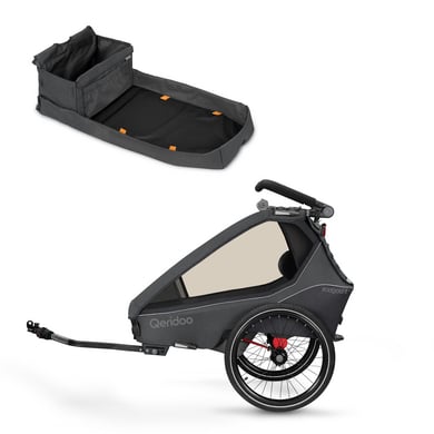 Qeridoo® Kinderfahrradanhänger Kidgoo1 Steel Grey Kollektion 2023 inkl. Cargo Einlegeplatte Einsitzer von Qeridoo