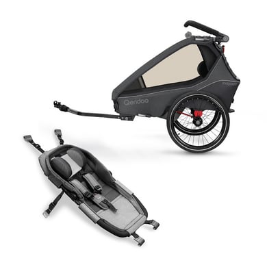 Qeridoo® Kinderfahrradanhänger Kidgoo1 Steel Grey Kollektion 2023 inklusive Hängematte Plus Limited Edition Theraline von Qeridoo