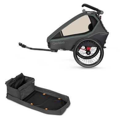 Qeridoo® Kinderfahrradanhänger Kidgoo2 Ivy Green Kollektion 2023 inkl. Cargo Einlegeplatte Zweisitzer von Qeridoo