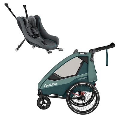 Qeridoo® Kinderfahrradanhänger Sportrex 2 Mineral Blue mit Babyschale dunkelgrau 2023 von Qeridoo