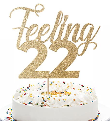 Qerleny feeling 22 Cake Topper 22 Geburtstag Golden Glitter Tortendeko 22 Geburtstag Party Deko von Qerleny