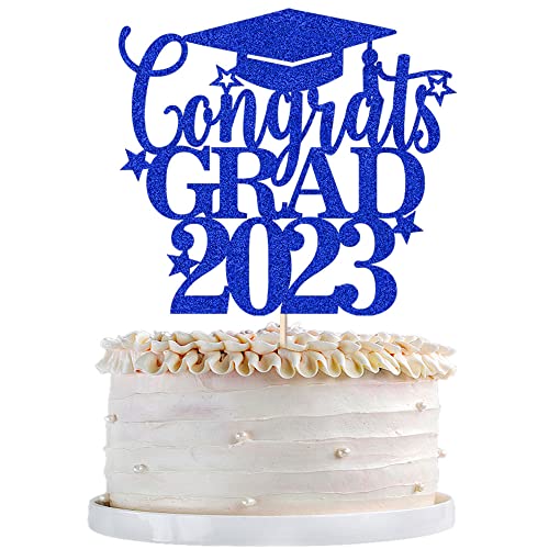 Qertesl Congrats Grade 2023 Kuchenaufsatz, 2023 Abschluss-Kuchenaufsatz, Abschlussfeier, College-Abschluss, Kuchenaufsatz, 2023 Abschlussfeier, Dekorationen (dunkelblau) von Qertesl