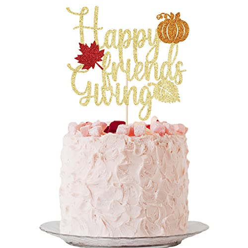 Qertesl Happy Friendsgiving Cake Topper,Friendsgiving Cake Topper, Fall Harvest Themed Cake Decorations, Thanksgiving Friends Sending Turkey, Thanksgiving Friends Gathering Party Dekorationen von Qertesl