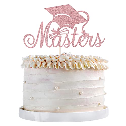 Qertesl Masters Cake Topper, 2022 Graduation Cake Topper, Congrats Grade Cake Decorations Masters Graduation Party Decorations Supplies (Roségold) von Qertesl