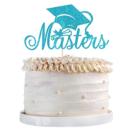 Qertesl Masters Cake Topper, 2022 Graduation Cake Topper, Congrats Grade Cake Decorations Masters Graduation Party Decorations Supplies (blau) von Qertesl