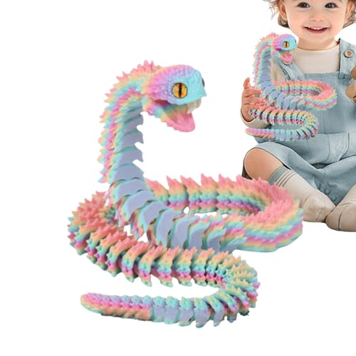 Qfdiwr 3D Gedrucktes Schlangen - 3D Gedruckte Schlange Spielzeug, Realistische Beweglicher Schlange Figuren, Flexible SchlangenFidget Toys, Schlange Flexible Joint Snake Toy, 30 cm von Qfdiwr