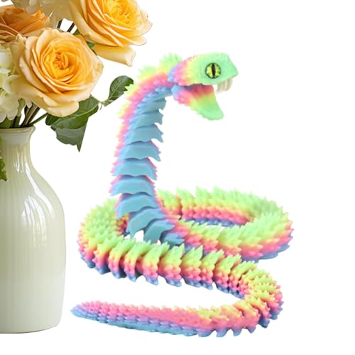 Qfdiwr 3D Gedrucktes Schlangen - 3D Gedruckte Schlange Spielzeug, Realistische Beweglicher Schlange Figuren, Flexible SchlangenFidget Toys, Schlange Flexible Joint Snake Toy, 30 cm von Qfdiwr