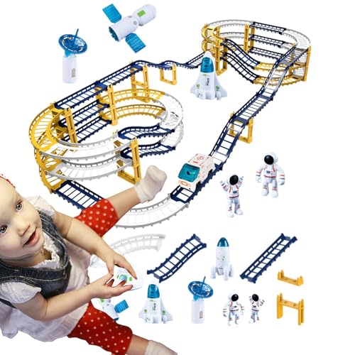 Qfdiwr Auto-Track-Spielzeug, Kinder-Auto-Track - Autospielzeug Elektrotriebwagen,Lernspielzeug, Kleinkindspielzeug, Feinmotorikspielzeug, Weltraumuniversum, Lernaktivitäten im Vorschulalter von Qfdiwr