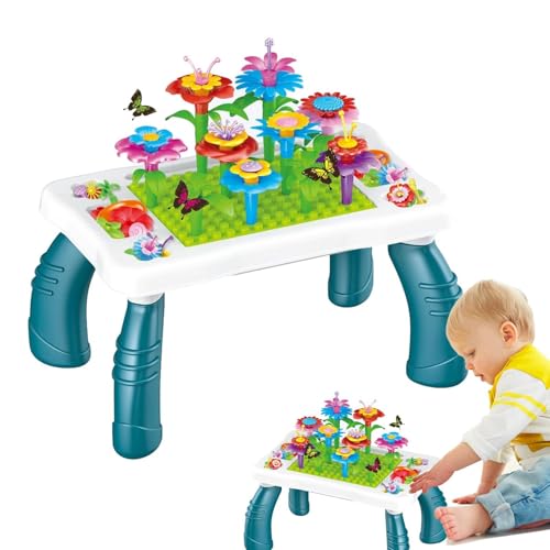 Qfdiwr Blumen-Bauspielzeug für Kinder,Blumenstrauß-Bauset | Blumenstrauß-Baustein-Set,Pädagogisches Vorschul-Gartenspielset für Schreibtisch, Tisch, Heimdekoration von Qfdiwr