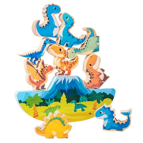 Qfdiwr Dinosaurierbausteine, Dinosauriergebäudespielzeug, Dinosaurier Holzbausteine Stapelspielzeug, Pädagogische Spielzeug -Familienspiel, STEM Interactive Games Building Set, verbessert die von Qfdiwr