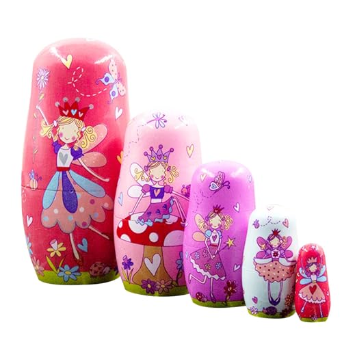 Qfdiwr EEN Prinzessin Russische Nistpuppen Für Mädchen - 5 Lagige Russische Nesting Dolls Matroschka Feen Stapeln Spielzeug Puppe, Russische Kuh Matrjoschka Puppen Russische Stapel Puppe von Qfdiwr