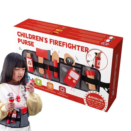 Qfdiwr Feuerlöscher-Spielzeug, Feuerwehrspielzeug, Feuerwehr-Werkzeuge sehen aus wie zu Spielen – Lernrolle aus Holz, Cosplay-Werkzeuge mit Aufbewahrungstasche für Kleinkinder, Mädchen, Qfdiwr Feuerlöscher-Spielzeug, Feuerwehrspielzeug, Feuerwehr-Werkzeuge sehen aus wie zu Spielen – Lernrolle aus Holz, Cosplay-Werkzeuge mit Aufbewahrungstasche für Kleinkinder, Mädchen, von Qfdiwr