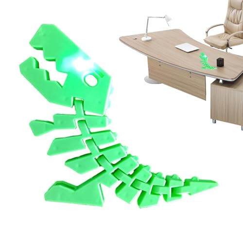 Qfdiwr Kleinkind-Dinosaurier-Spielzeug, Dinosaurier-Actionfiguren-Spielzeug,Flexible Gelenke Dino Figur Dekoration - Kreatives Tier-Entspannungsspielzeug mit LED-Lichtern für Kindergarten, von Qfdiwr