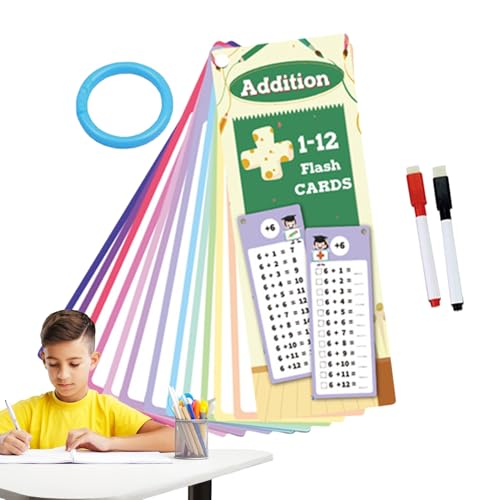 Qfdiwr Multiplikations-Flash-Karten, Flash-Karten der Multiplikationstabelle, Hinzufügen der Flash-Karte, 2 trocken löschende Stifte, interaktives Lernspiel, doppelseitig Qfdiwr Multiplikations-Flash-Karten, Flash-Karten der Multiplikationstabelle, Hinzufügen der Flash-Karte, 2 trocken löschende Stifte, interaktives Lernspiel, doppelseitig von Qfdiwr