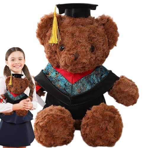 Qfdiwr Stopfer Abschlussbär, Abschlussbär | Cartoon umarmen Puppensofa,Graduation Bear Plüschpuppe mit Kleidung und Naptime Stofftier für eine Freundin Home School Party von Qfdiwr